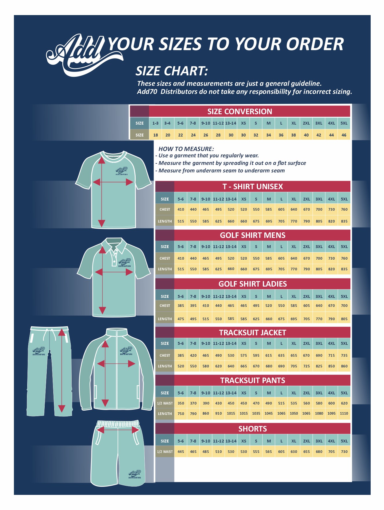 Add70 Size Chart